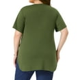 thumbnail image 3 of GRACE & GRANDEUR Agnes Orinda Women's Plus Size Easter Top Summer Short Sleeve Round Neck Side Split Hem T-Shirts 1X Army Green, 3 of 6