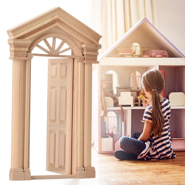 Puerta Casa Muñecas Miniatura Puerta En Miniatura Para Casa De Muñecas 1:12 - Madera, Diseño Hueco, Decoración Para Maquetas Modelo Madera Hueco