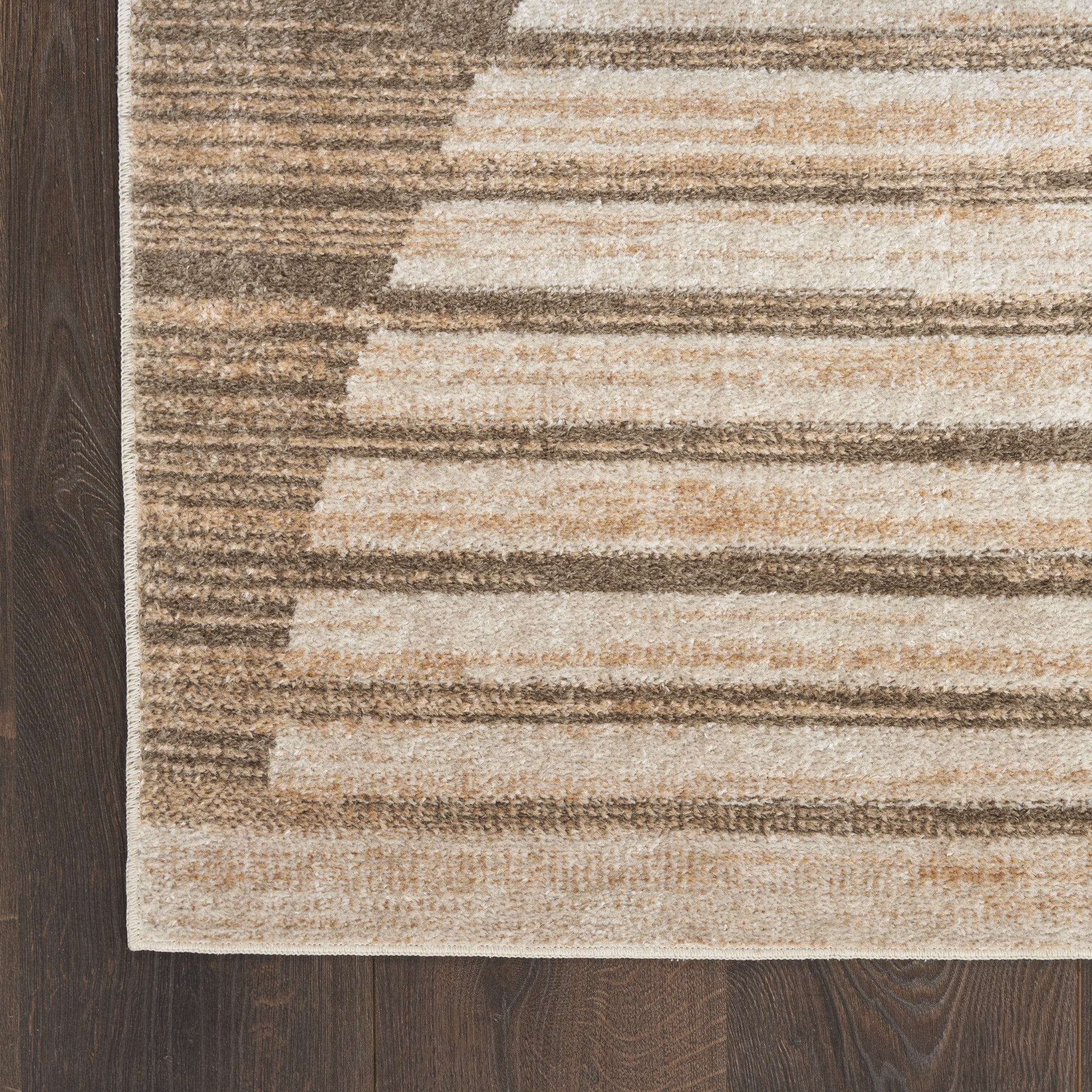 Nourison Astra Machine Washable 6'7" x 9' Latte Mid-Century Modern Indoor Rug