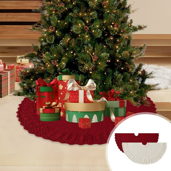 Viflosae Vintage Tree Skirt Christmas Decir Tree Collar for Pencil Tree Christmas Knitted Tree Skirt Knitted Christmas Ambiance Aprons Christmas Tree Decorations Accessories