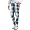 thumbnail image 4 of Pantalones de cuadros INSPIRE CHIC para hombre, corte regular, frente plano, pantalones de negocios de color contrastante, 4 of 6