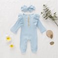 thumbnail image 3 of XBASW Newborn Baby Girls Jumpsuit Snowsuit Bodysuit Ruffled Romper + Headband Outfits Clothes Set for Infant 0-18M, 3 of 8