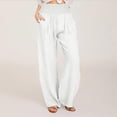 thumbnail image 2 of Womens Palazzo Pants Casual Linen Cotton Drawstring Flowy Pants Wide Leg Summer 2026 Beach Trousers with Pockets, 2 of 6