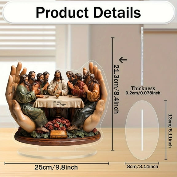 Dadiaei Last Supper Decorative Statue with Arched Detail, Religious Home Accent for Tabletop or Shelf Display