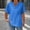 Blue, variant on Endives Womens Linen T Shirt Casual Solid Color Button V Neck T Shirt Plus Size XL-5XL Blue