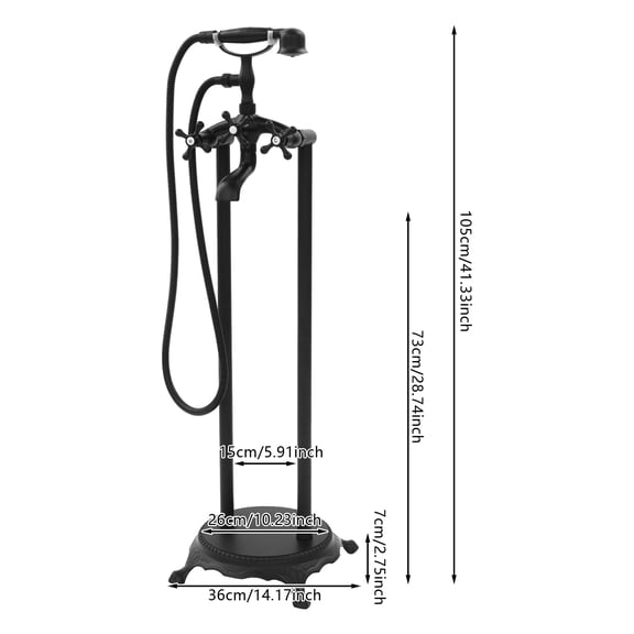 Freestanding Bathtub Faucet, Floor-Mounted Tub Filler, Bathtub Faucet Black