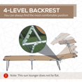 thumbnail image 3 of Outdoor Folding Chaise Lounge Chair with Adjustable Sunshade, Brown Steel Frame & Oxford Cloth Recliner for Patio, Garden, Poolside, Beach and Camping, 73.6" L x 22.8" W, 3 of 7