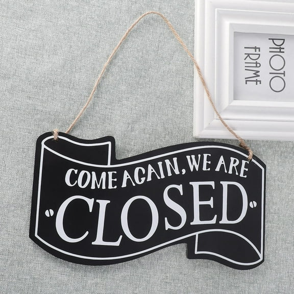 WHAMVOX Wooden Door Sign Board, Vintage Wooden Open And Closed Sign With Rope For Hanging, Fun Open And Closed Signs For Business, Double-Sided Business Hours Sign For Store Or Boutique (Black)
