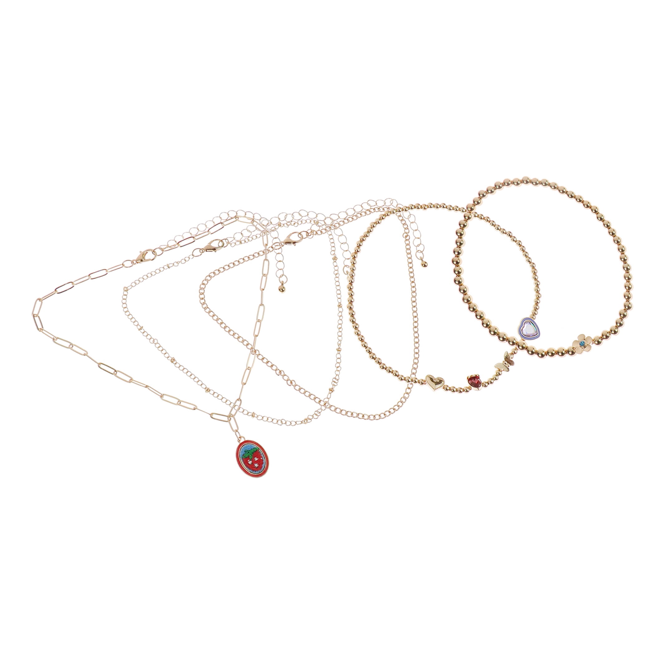Wonder Nation 5 Pack Choker Set with Strawberry Charm (Girl's)