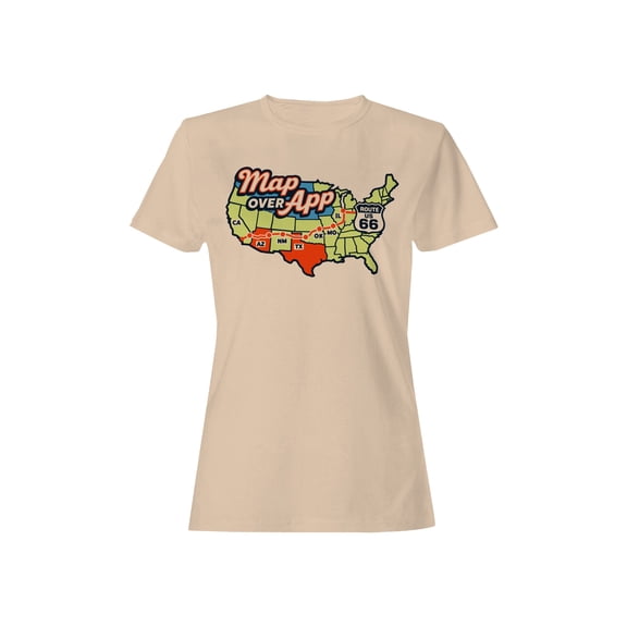 Map Route 66 Graphic Women's Natural T-Shirt
