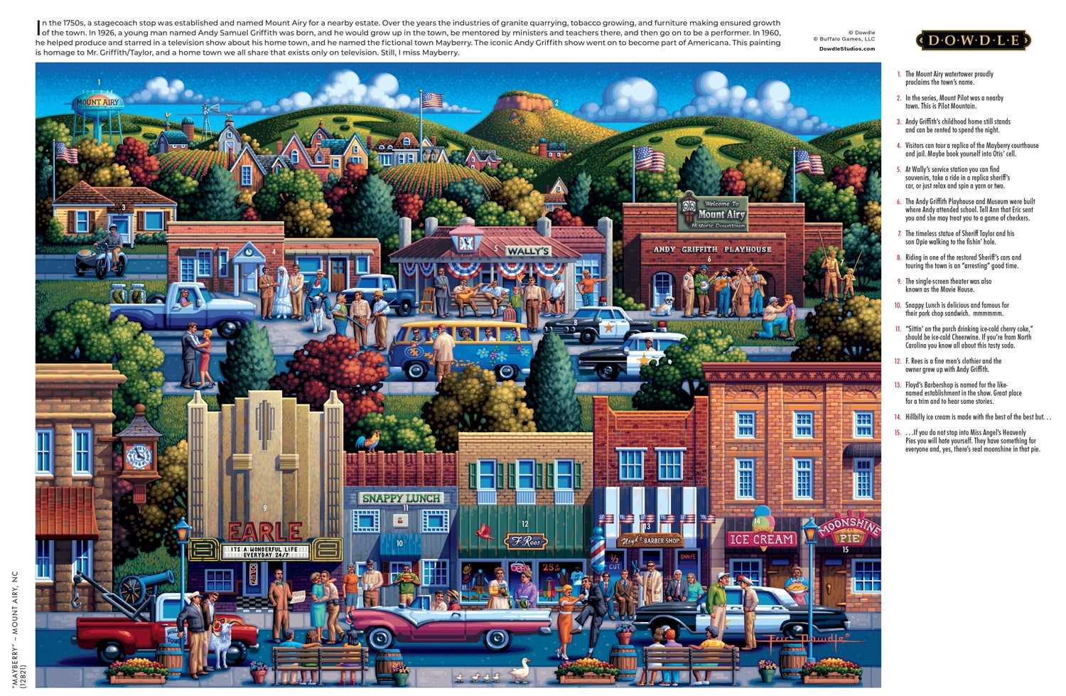 Buffalo Games 1000-Piece Mount Airy, NC Mayberry Interlocking Jigsaw Puzzle for Adults Ages 14+