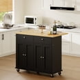 thumbnail image 3 of Walsunny Kitchen Islands Carts with Drop Leaf Table 2 Drawers 5 Wheels 4 Magnetic Doors Rolling Storage Cabinet Black, 3 of 6