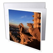 3dRose Gargoyles on Notre Dame look out over the city, Paris, France - Greeting Card, 6 by 6-inch