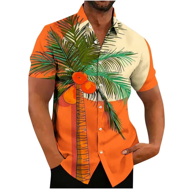 Birdeem Chemises pour Hommes Chemise Décontractée à Manches Courtes Imprimée Col Rabattu