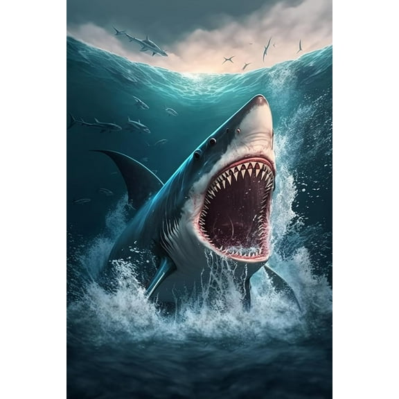 300 Pieces Puzzle for Adult - Terrorist Sharks Fish Wooden Jigsaw Puzzles Challenging Educational Fun Toys for Family Creative Gift