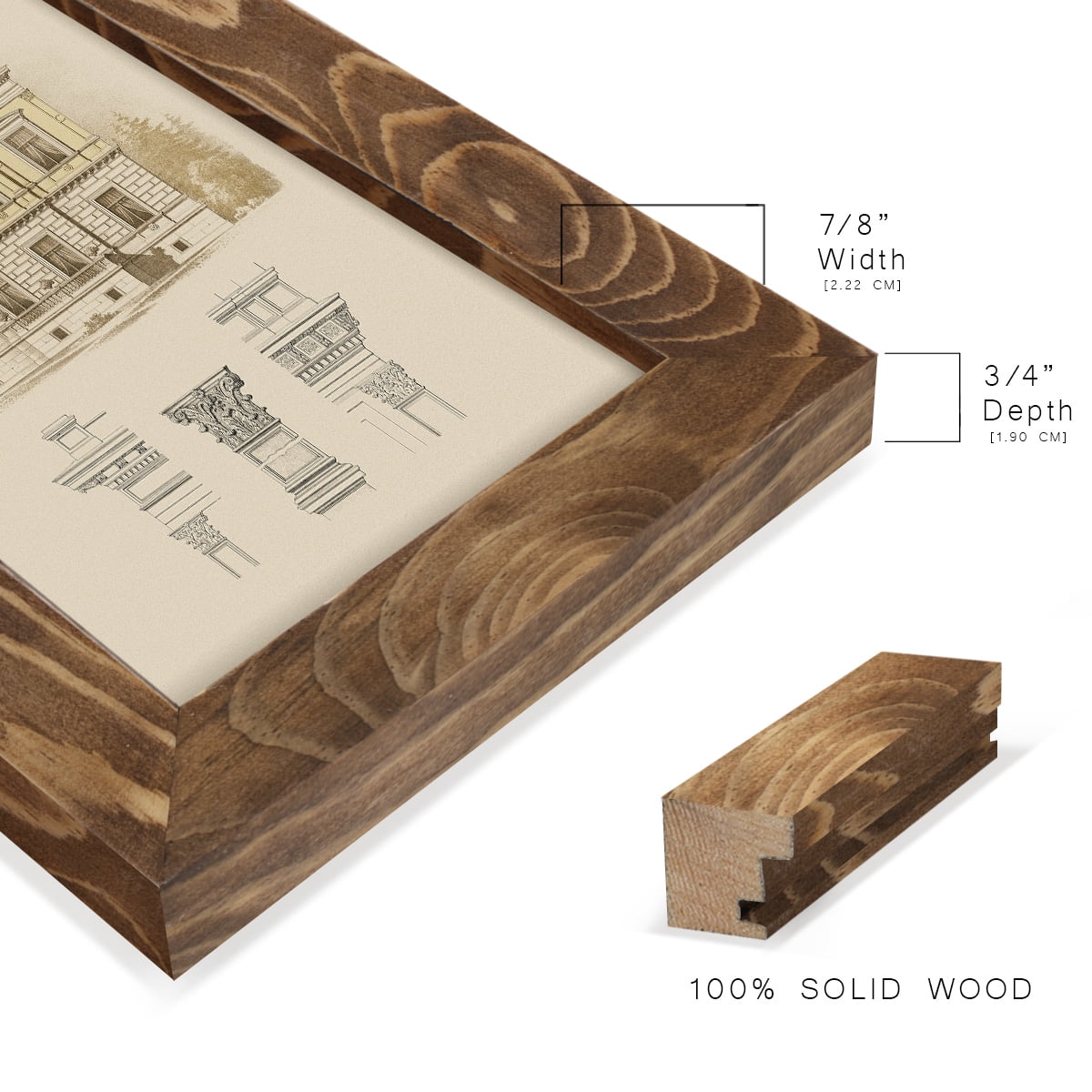 Estate & Plan IV -Framed Print w/glass-Walnut