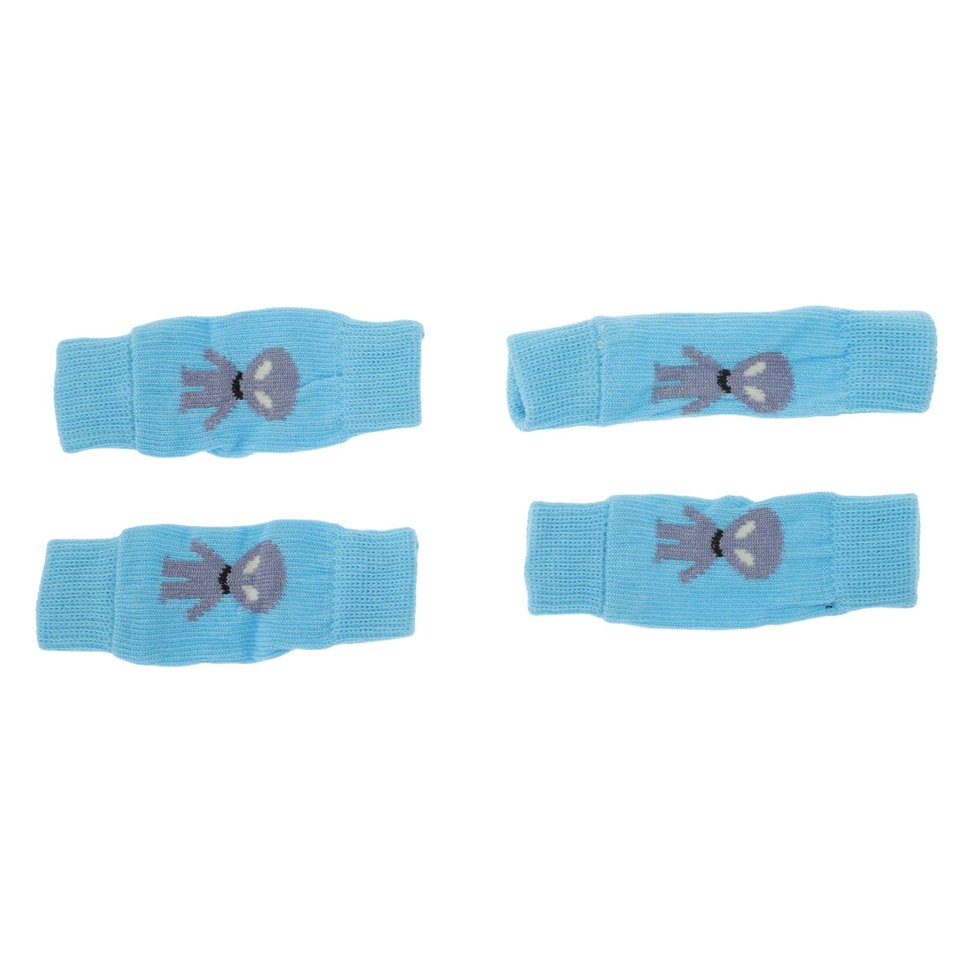 Unique Bargains Pack of 4 Dog Soft Knitted Socks Joint Protection Blue Alien Large