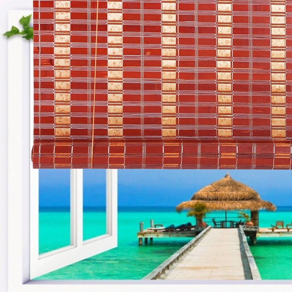Natural Bamboo Roll Up Window Blind Roman Sun Shade WBSUN3201 (W30"XH72")