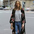 Women Chiffon Cardigan Floral Print Asymmetric Boho Loose Kimono