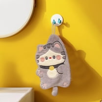 Cute Hand Towels for Bathroom Kitchen with Hanging Loop, Funny Kids Hand Towel,Microfiber Coral Fleece Absorbent Hand Towel for House Warming Birthday Gifts for Women Animal Lovers(Gray)