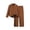 Coffee, variant on LEKWK Girls Formal 2 Piece Outfit Lapel Long Sleeve Button Down Pleated Top and Elastic Waist Straight Leg Pants Casual Matching Suit For Stage Performance