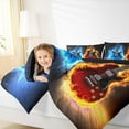 thumbnail image 4 of Manfei Blue Brown Guitsr King Size Comforter Sets,Music Theme Bedding Comforter Set,Musical Instruments Bedding Set For Kids,Ultra Soft Home Decor Reversible,3pcs, 4 of 8