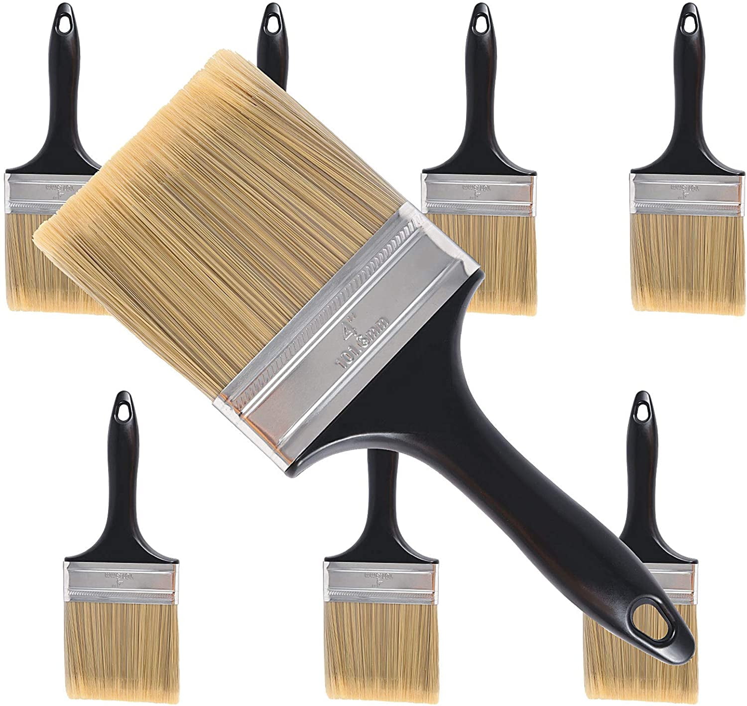 ZEONHAK 8 Pcs 4' Plastic Handle Paint Brushes, Multi-Purpose Home Tools