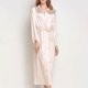 thumbnail image 4 of Gibobby Bata satin mujer Pijamas De Seda para Mujer para Dormir De Satén para Mujer Albornoz Largo Camisón De Color Sólido Sexy con Cinturón (Caqui,G), 4 of 4