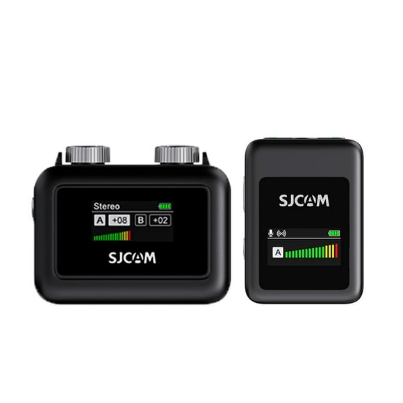 SJCAM M1 Wireless Microphone System with 1 Receiver & 1 Microphone 50M Transmission Range Built-in Battery with LCD Screen Replacement for Android Phones Computer Laptop Camera for Live Streaming