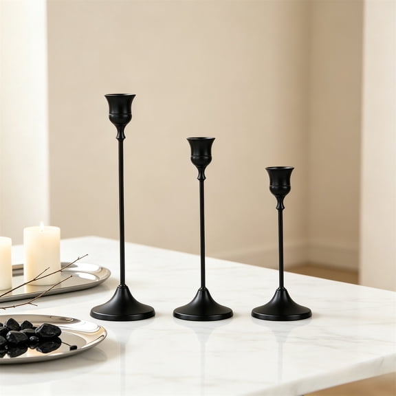 3 Pcs Candlestick Holders,Taper Candle Holder for Candlesticks Black Candelabra Candle Holder Vintage Candle Stick Candle Holders for Fireplace Party Dining Home