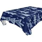 SKYSONIC Christmas Tree Tablecloth Waterproof Washable Polyester Square Table Cover Durable Tablecloth for Kitchen Dining Table Party Decor (60 X 60 Inch)