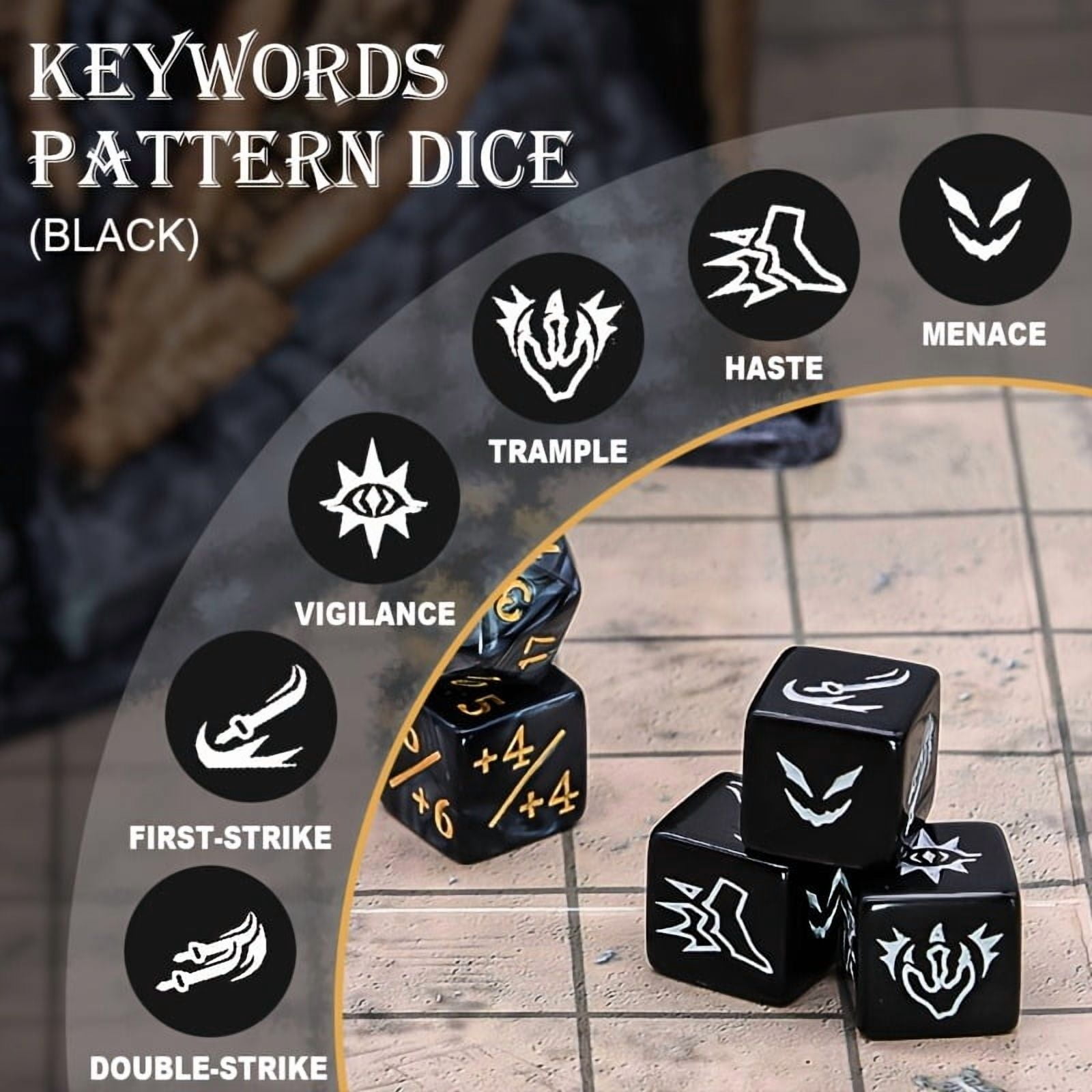 SWAJUJA 48pcs Abilities Keywords Counter Dice MTG Dice 1/+1 Counters Bulk Creature Stats Buff Tokens Dice Set for Magic The Gathering, MTG, TCG, Card Games Accessories (Multicolor)
