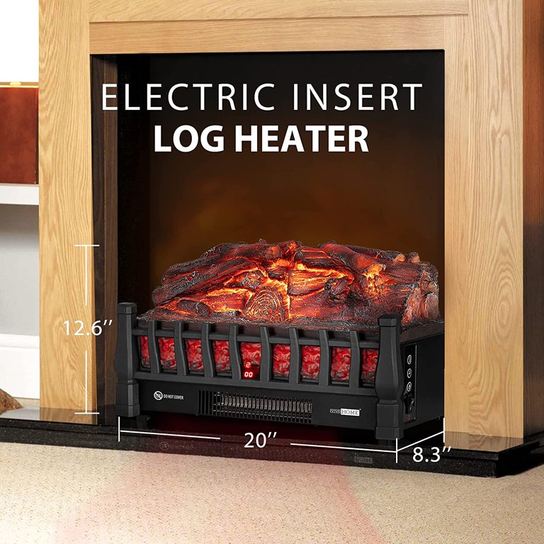 VIVOHOME 110V Electric Fireplace Insert Log Quartz Realistic Ember Bed Fan  Heater with Infrared Remote Controller Black - Walmart.com