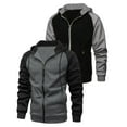thumbnail image 3 of IYTR Mens Color Block Zip Up Jacket Hoodie Fleece Workout Hooded Sweatshirts Coats Loose Sportwear with Pocket (Black,XL), 3 of 9