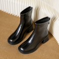 thumbnail image 3 of NECHOLOGY Botas Mujer Adulto Femenino Zapatos Botines de mujer Moda mujer cuero artificial otoño suela gruesa tacones cuadrados cremallera botines cortos zapatos de punta redonda (Black, 8), 3 of 4
