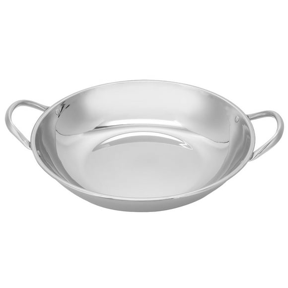Cooking Wok Double Handle Cooking Pan Stainless Steel Pan Kitchen Cooking Wok