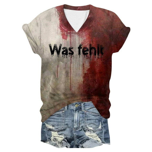 AWZXDE T-Shirts Élégants pour Femmes - T-Shirt à Manches Courtes Imprimé Col Rond pour Usage Quotidien Sorties Décontractées et Superposition