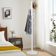 thumbnail image 3 of Vlush Wooden Coat Rack Stand, Entryway Hall Tree Coat Tree with Sturdy Solid Round Base for Hat,Clothes,Purse,Scarves,Handbags,Umbrella(8 Hooks,Ivory White), 3 of 9