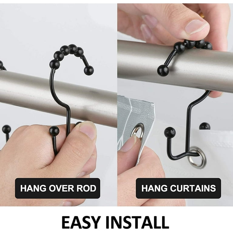 Semfri Shower Curtain Hooks Rings, Stainless steel Double Glide