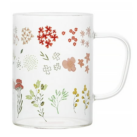 

FRCOLOR 1Pc Pattern Glass Cup Transparent Fruit Juice Cups Creative Beverage Cup