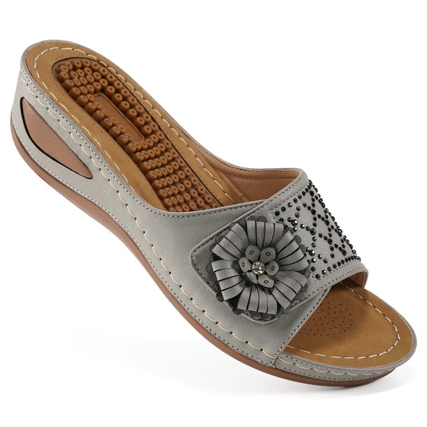 Womens Sandals for Women with Arch Support Shoes Wedge Massage Function