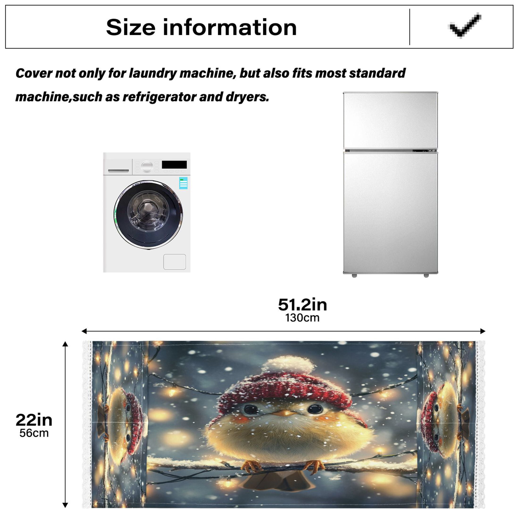 WOBOGO Red Hat Little Bird Washing Machine Cloth Dryer Refrigerator Top Cover Protective Non-Slip Mat For Kitchen Laundry