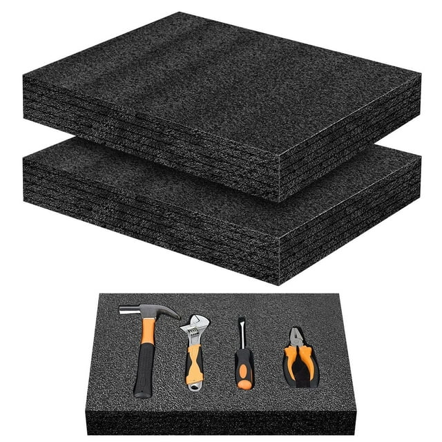 2 Pcs Polyethylene Foam Sheets, 15.7×11.8×2" Foam Inserts, Cuttable Packing Foams for Case, Thick Shock-Absorption Sponge Paddings for Toolbox Storage, Crafts