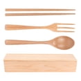 thumbnail image 2 of Tenedor Portátil, Cuchara, Palillos, Juego De Cubiertos De Viaje Para Acampar, Cubiertos Reutilizables De Madera De Haya Natural, Juego De Viaje, Utensilios Portátiles, 2 of 7