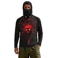 thumbnail image 7 of SEANATIVE Sun Protection Fishing Hoodie for Men, Long Sleeve Hooded Full Coverage Fishing Shirt Workout Camping Running Hooded Top with Mesh Face Mask, 2XL, Skull Black Red, 7 of 7