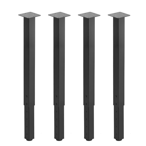 Adjustable Square Steel Table Legs 24-40 Inch Heavy Duty 1200 lbs Max Load Quick Installation for Desk Workbench Coffee Table 4 PCS Black