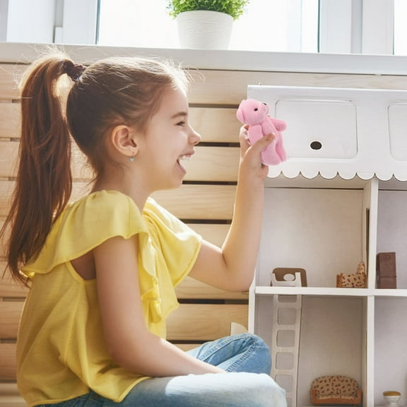 Niceauty 2Pcs Mini Bear Stuffed Animal Toys Bear Plush Realistic Miniature Scene for Dollhouse Pink