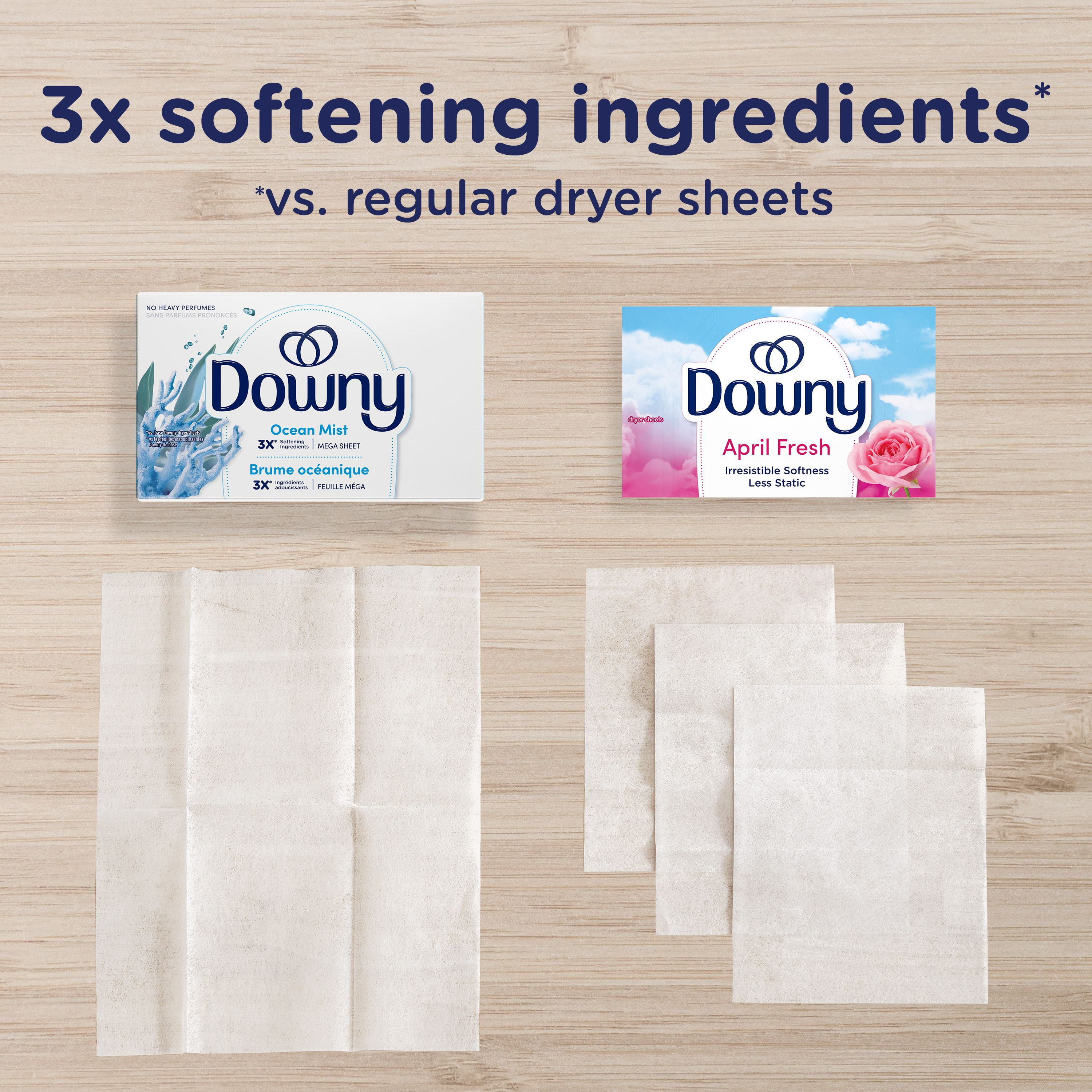 Downy Light Mega Dryer Sheets, Laundry Fabric Softener, Ocean Mist 120CT