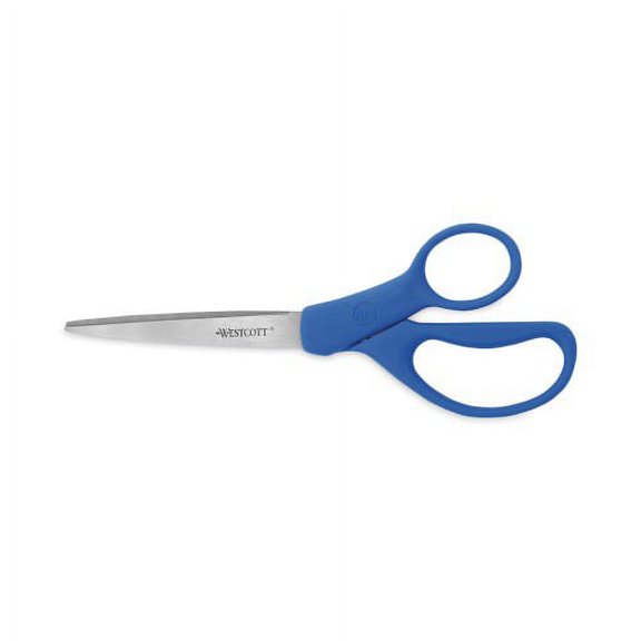 Westcott Preferred Line Stainless Steel Scissors, 8" Long, 3.5" Cut Length, Blue Straight Handles, 2/Pack (15452)
