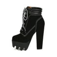 thumbnail image 4 of New Women Wild Diva Vive-11 Nubuck Lace Up Lug Sole Platform Block Heel Bootie, 4 of 6